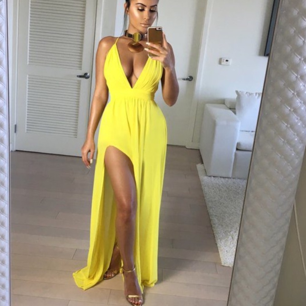 Yellow maxi dress NWT
